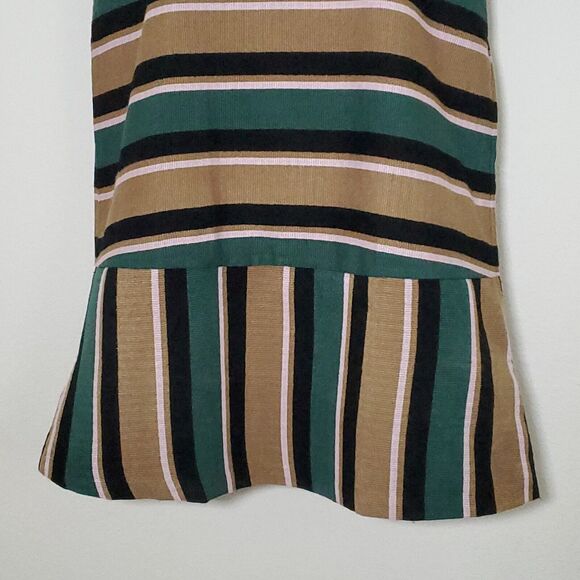 JOA Women's Dress Medium Multicolor Striped Drop Waist Rib Knit Retro 70s Mini - Picture 3 of 10